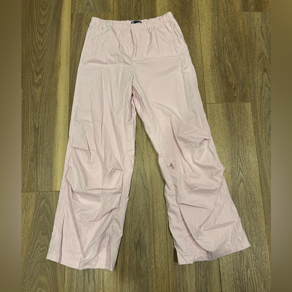 Zara Parachute Wide Leg Ruched Knee Pants